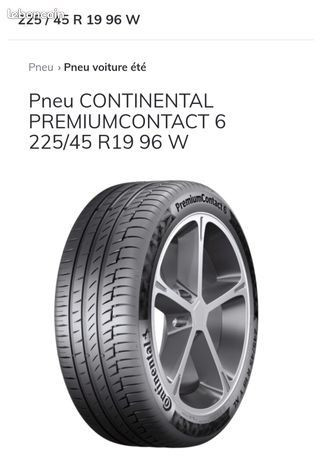 
            225/45R19 Continental PREMIUM CONTACT 6
    

                        96
        
                    W
        
    
    Voiture de tourisme

