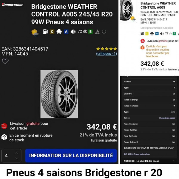 
            245/45R20 Bridgestone 
    

                        99
        
                    R
        
    
    


