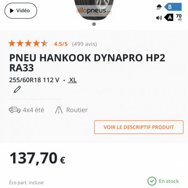 
            255/60R18 Hankook Dynapro hp2
    

                        112
        
                    V
        
    
    Внедорожник 4x4

